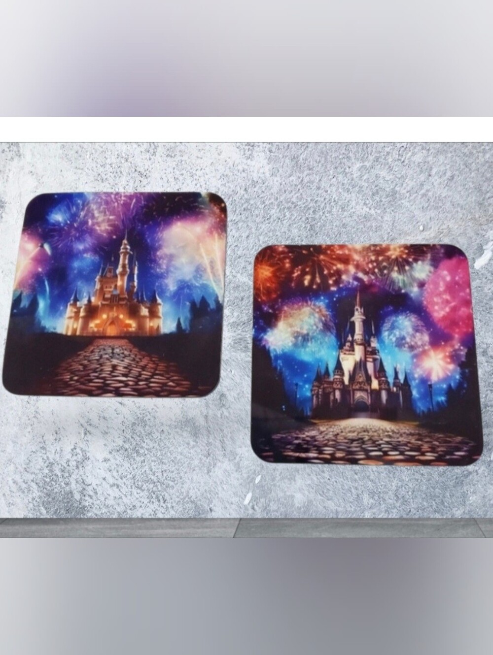 2 Pack Cinderella Castle & Fireworks Coasters